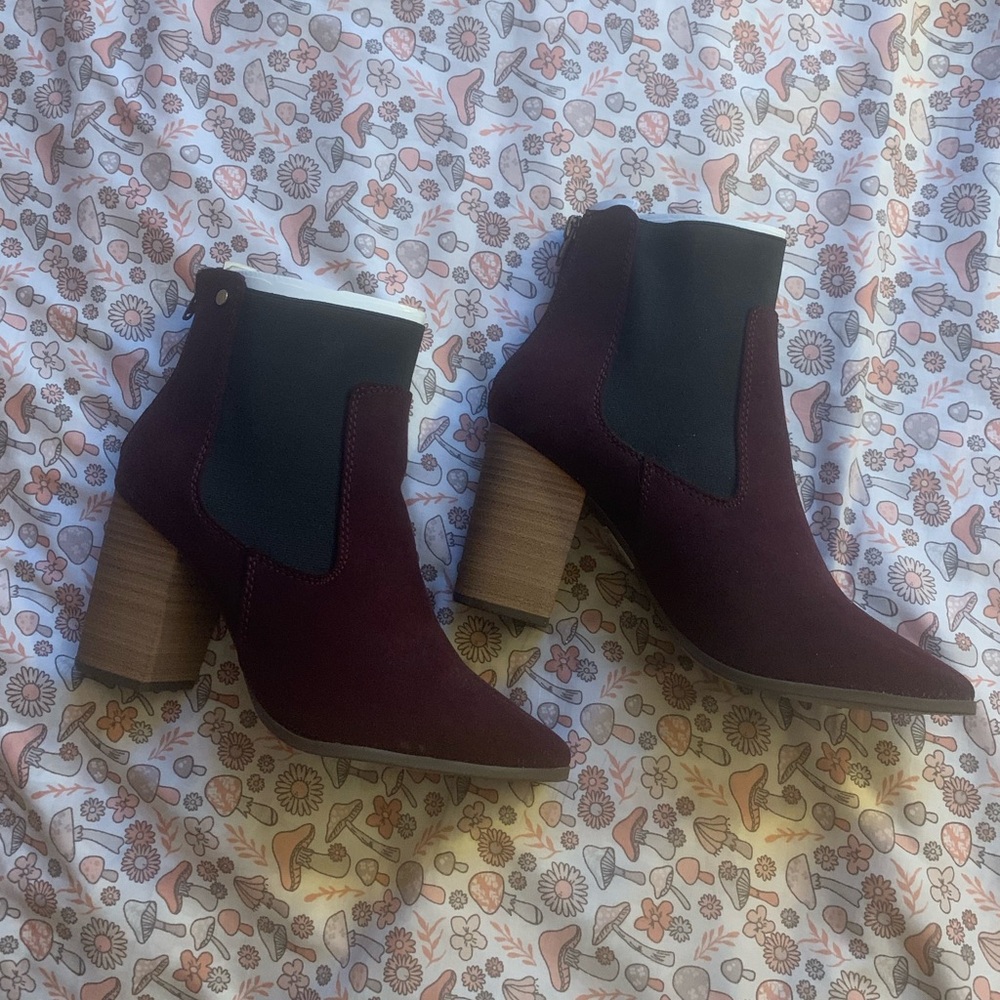 Lane Bryant Burgundy and Black Ankle Boots